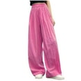 thumbnail image 1 of Mlzmgr Girls Pants Loose Fitted Wide Leg Baggy Thin Lightweight Elastic Waist Pants Casual Fall Trendy, 1 of 4