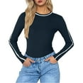 thumbnail image 1 of Mlzmgr Going out Tops for Women Notch Neck Long Sleeve Dressy Casual Loungewear Blouses for Women Fall Trendy, 1 of 4