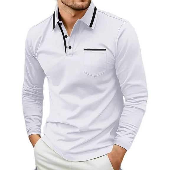 Mlzmgr Golf Shirts for Men S-3XL Long Sleeve Collared Tops with Pockets Soft Comfy Business Casual Shirts for Men
