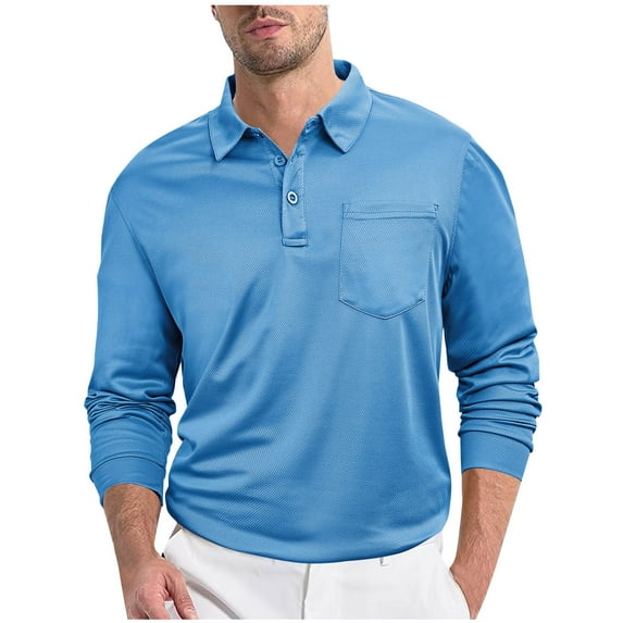 Mlzmgr Golf Shirts for Men with Pocket 1/4 Button up Work Shirts Long Sleeve Business Casual Tops