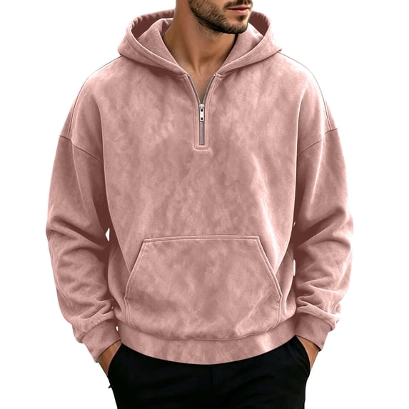 Mlzmgr Hooded Sweatshirts for Men Long Sleeve Zipper Printed Loose Casual Pullover Tops Lightweight Sweatshirts with Pocket(4X-Large,Pink)