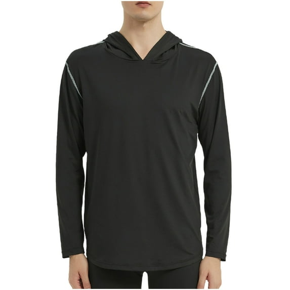 Mlzmgr Hoodies for Men Drawstring Long Sleeve Pullover Sweatshirts with Zip Pockets Solid Color Mens Atheltic Hoodies