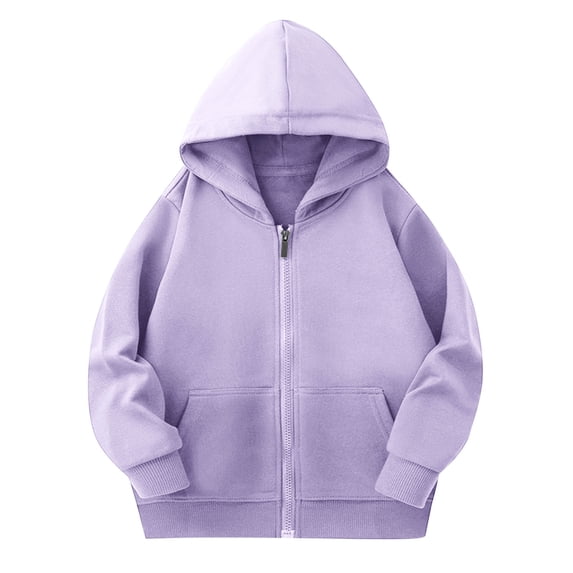 Mlzmgr Hoodies for Teen Girls 2-12 Years Long Sleeve Full Zip up Cotton Breathable Outerwears for Kids Fall Trendy