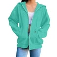 thumbnail image 1 of Mlzmgr Hoodies for Women Fleece Full Zipper up Drawstirng Loose Fitted Sweatshirts with Pockets Casual Sports Jackets, 1 of 7