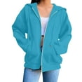 thumbnail image 1 of Mlzmgr Hoodies for Women Fleece Full Zipper up Drawstirng Loose Fitted Sweatshirts with Pockets Casual Sports Jackets, 1 of 7
