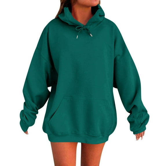 Mlzmgr Hoodies for Women Fleece Warm Long Sleeve Pullover Sweatshirts Sports Loungewear Daily Womens Tops Solid Color