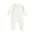 thumbnail image 1 of Mlzmgr Infant Boys Girls Clothes Long Sleeve Round Neck Jumpsuits Casual Ribbed Fall Toddler Romper Cute Newborn Outfits(White), 1 of 7