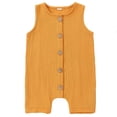 thumbnail image 1 of Mlzmgr Infant Clothes for Boys Girls Sleeveless Button Crewneck Breathable Toddler Romper Casual Summer Newborn Jumpsuit(6-12 Months,Yellow), 1 of 7