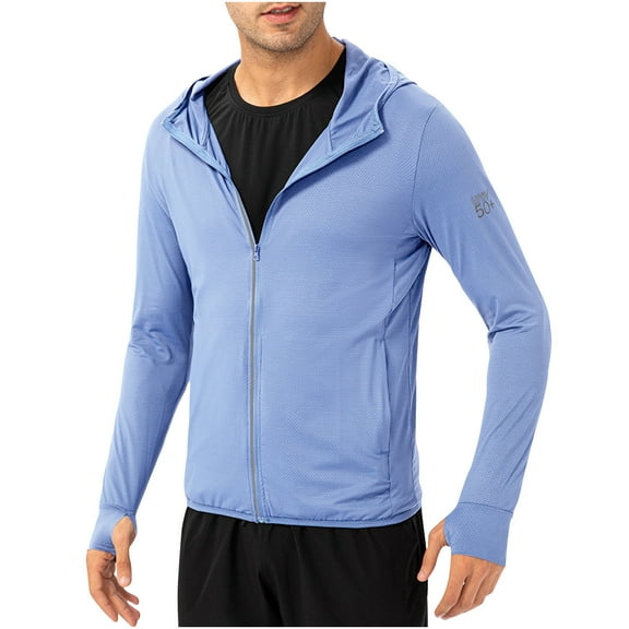 Mlzmgr Jackets for Men Hooded Long Sleeve Shirts with Pockets Outdoor Active Hiking Coats Color Blocked