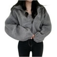 thumbnail image 1 of Mlzmgr Jackets for Women Fuzzy Fleece Long Sleeve Zipper Open Front Thermal Winter Loungewear Tops, 1 of 3