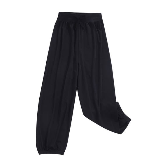 Mlzmgr Joggers for Girls Ice Silk Loose Baggy Pants Elastic Waist Trousers with Pockets Thin Lightweight Beach Pants