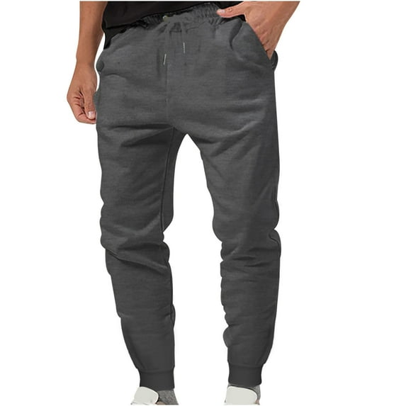 Mlzmgr Joggers for Men Cotton Sweatpants S-3XL with Pockets Drawstring Elastic Waisted Pants Solid Color