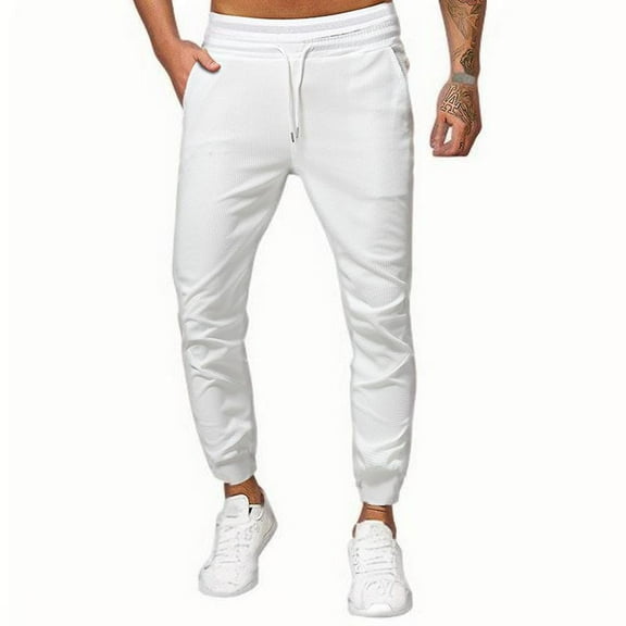 Mlzmgr Joggers for Men Drawstring Elastic Waist Slim Fitted Summer Casual Running Athletic Sweatpants