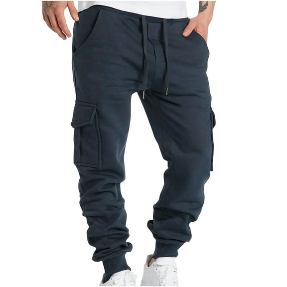 Mlzmgr Joggers for Men Drawstring Slim Fitted Sports Pants Running Workout Casual Trousers S-2XL