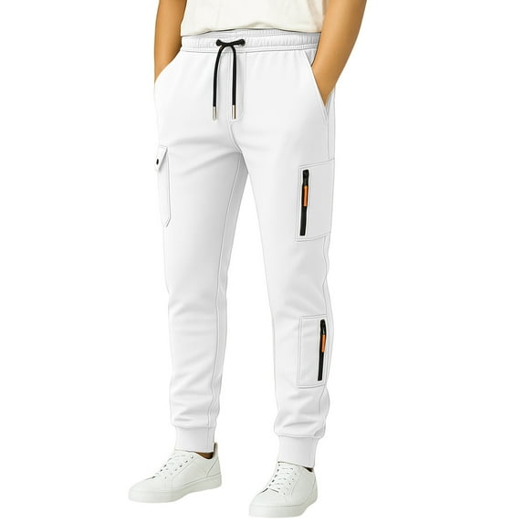 Mlzmgr Joggers for Men Running Casual Elastic Waist Drawstring Athletic Pants Solid Color with Pockets