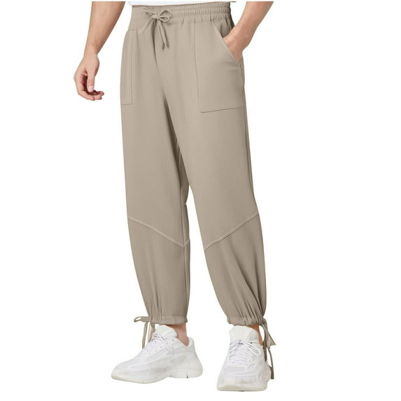 Mlzmgr Joggers for Men with Pockets Straight Leg Drawstring Elastic Waist Summer Workout Gym Sweatpants