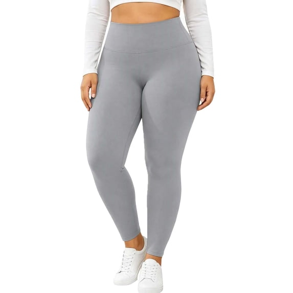 Mlzmgr Leggings for Women High Waisted Slim Fitting Stretchy Casual Comfy Solid Color Bottom Pants for Gym Yoga(Large,Gray)
