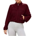 thumbnail image 1 of Mlzmgr Lightweight Jackets for Women Zip up Long Sleeve Mesh Stand Collar Fall Winter Casual Athletic Jackets with Pockets(Large,Wine), 1 of 7