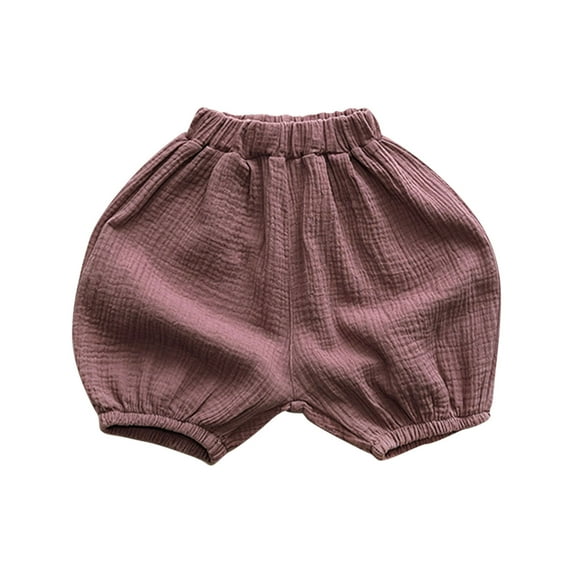 Mlzmgr Linen Shorts for Boys Girls Toddlers Lantern Shorts Elastic Waist Breathable Casual Shorts Solid Color 2-8 Years