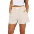 thumbnail image 1 of Mlzmgr Linen Shorts for Women Elastic Waist Shorts with Pockets Looss Comfy Daily Wear Womens Lounge Shorts, 1 of 7