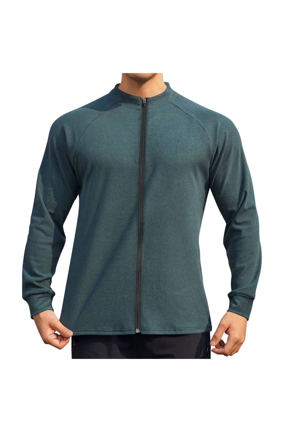 Long Sleeve Shirts for Men Full Zip up Loose Fitted Crewneck Outdoor Activewear Mens Shirts S-3XL