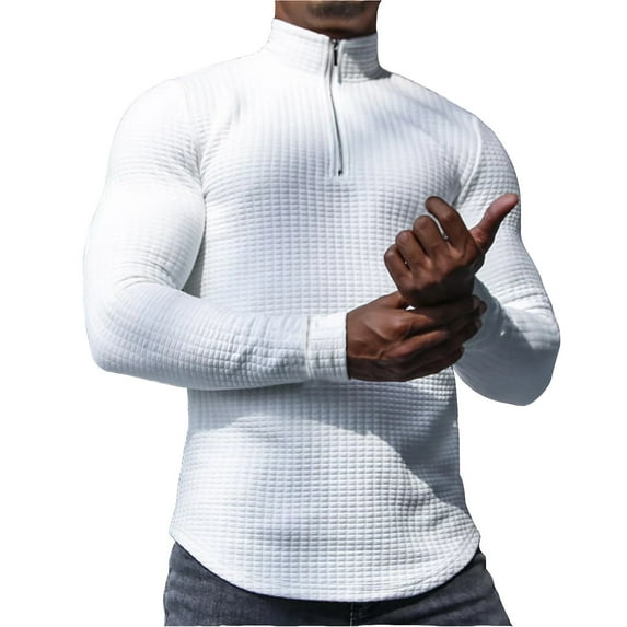 Mlzmgr Men Shirts Long Sleeve Crew Neck Knit Shirts Mock Neck 1/4 Zipper Casual Shirts for Men S-3XL
