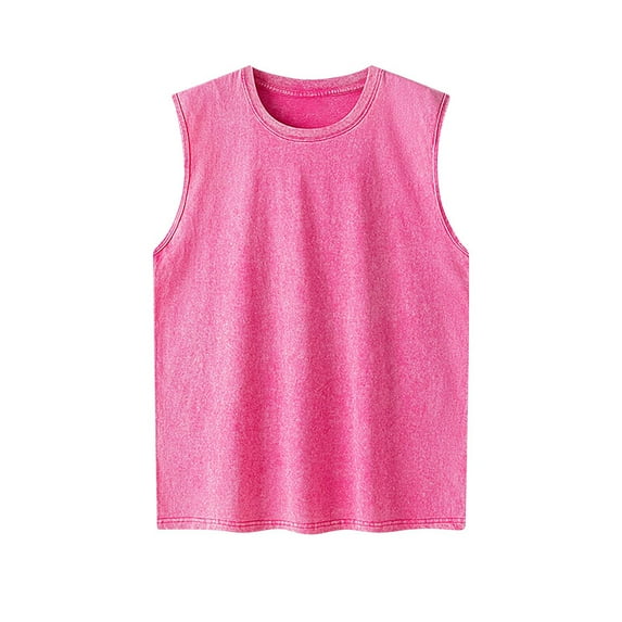 Mlzmgr Men's Cotton Tanks Breathable Sleeveless Crew Neck Tops Summer Basic Outdoor Running Sports Shirts