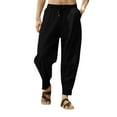 thumbnail image 1 of Mlzmgr Men's Linen Pants Plus Size M-5XL Casual Beach Pants Drawstring Elastic Waist Straight Leg Pants for Men, 1 of 6