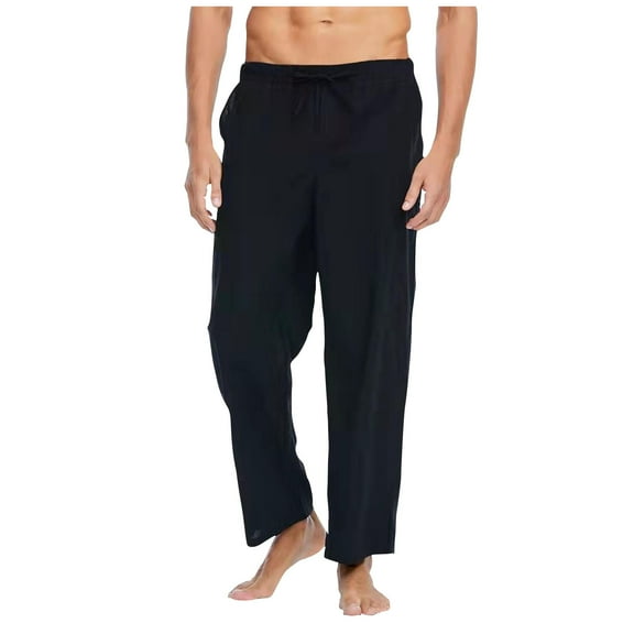 Mlzmgr Men's Pants Loose Straight Leg Elastic Waist Drawstring Pants Wtih Pockets Summer Casual Lounge Pants S-5XL