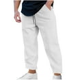 thumbnail image 1 of Mlzmgr Men's Pants S -3XL Straight Leg Elastic Waist Corduroy Pants with Pockets Summer Lounge Pants, 1 of 7