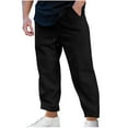 thumbnail image 1 of Mlzmgr Men's Pants S -3XL Straight Leg Elastic Waist Corduroy Pants with Pockets Summer Lounge Pants, 1 of 7