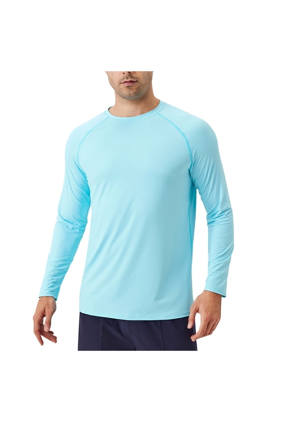Men's Shirts UPF 50+ Lightweight Long Sleeve Sun Protection Shirts Spandex Athletic Bottom Shirts for Men