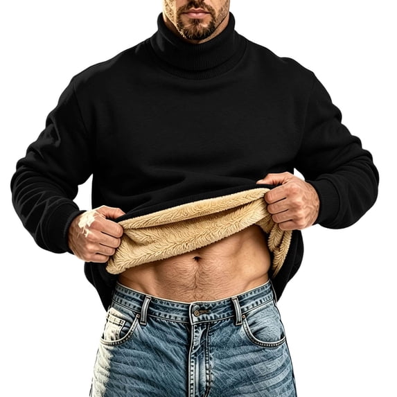 Mlzmgr Men's Sweatshirts Turtleneck Fleece Lined Long Sleeve Fall Winter Pullover Tops Casual Warm Sweatshirts
