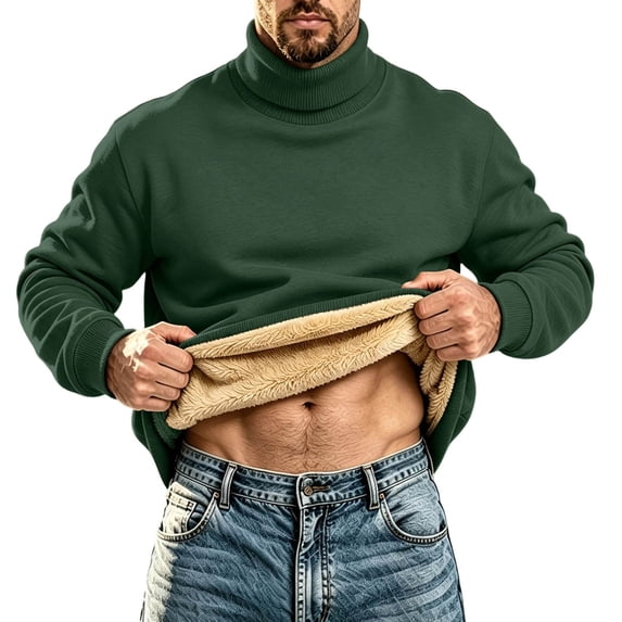 Mlzmgr Men's Sweatshirts Turtleneck Fleece Lined Long Sleeve Fall Winter Pullover Tops Casual Warm Sweatshirts(XX-Large,Red)