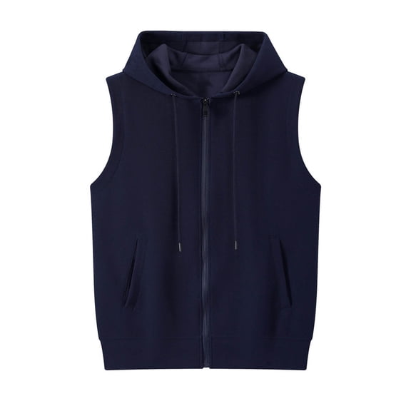 Mlzmgr Men's Tanks Tops Hooded Sleeveless Zipper up Tanks with Pockets Summer Vacation Hiking Outdoor Tops