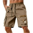 thumbnail image 1 of Mlzmgr Mens Camping Cargo Shorts 9" Inseam Elastic Waist Shorts with Multi Pockets Drawstring Outdoor Fishing Shorts, 1 of 8