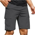 thumbnail image 1 of Mlzmgr Mens Cargo Shorts Elastic Waisted Cotton Athletic Shorts Breathable Casual Beach Shorts for Men with Multi Pockets, 1 of 6