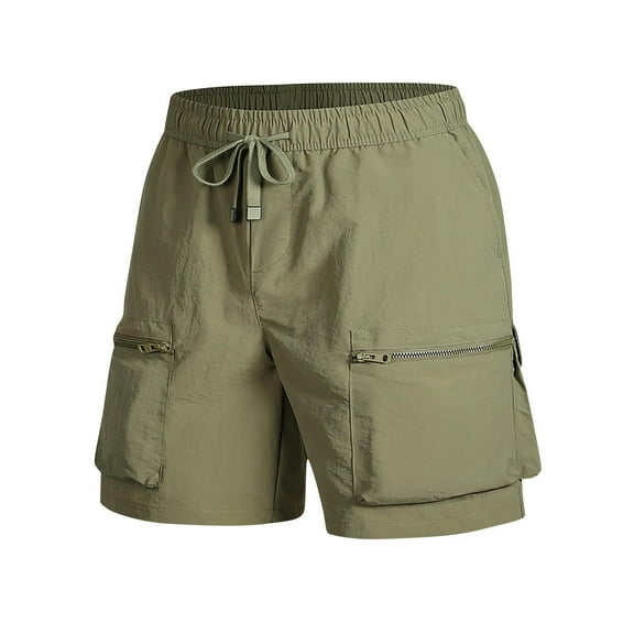 Mlzmgr Mens Cargo Shorts with Multi Pockets Drawstring Elastic Waist 5 Inch Short Pants Summer Hiking Shorts