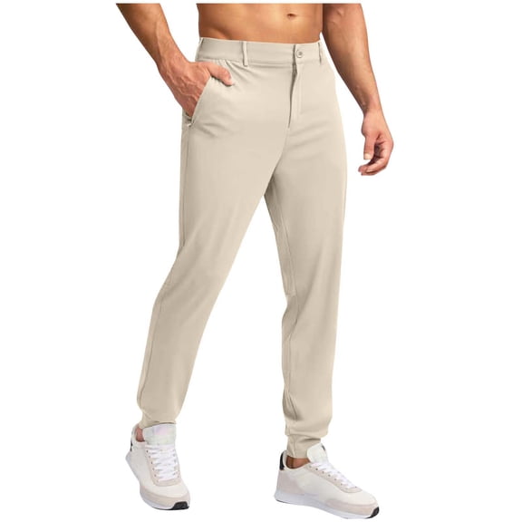 Mlzmgr Mens Joggers Regular Fitted Straight Leg Button Waist Outdoor Running Golf Pants for Men