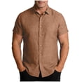 thumbnail image 1 of Mlzmgr Mens Linen Shirts Button down Casual Lightweight Summer Beach T Shirts Short Sleeve Tops, 1 of 8