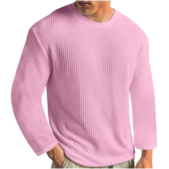 Mlzmgr Mens Long Sleeve Tee Shirts Plus Size Crewneck Solid Color Casual Loose Tops Blouse Summer