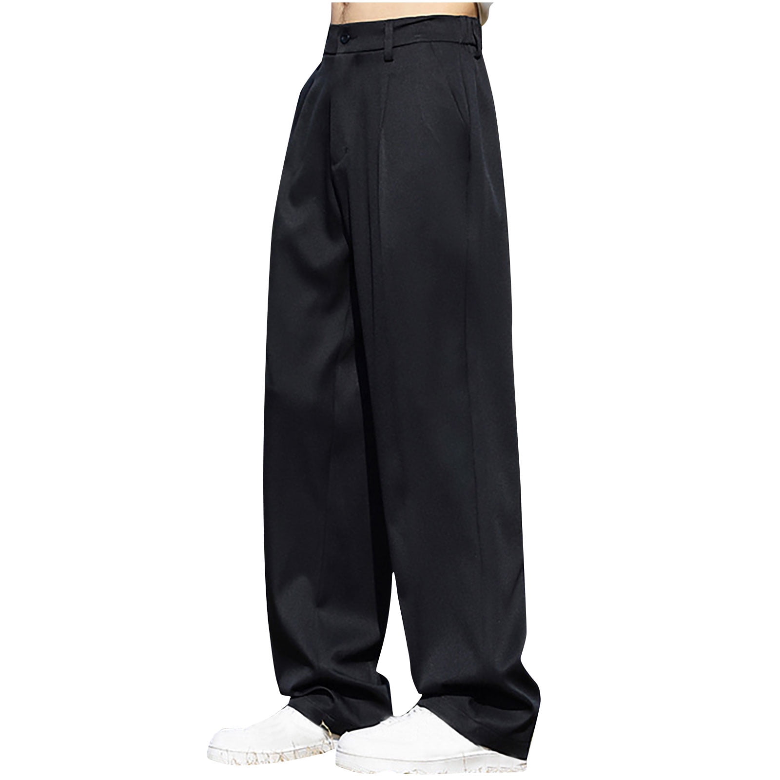 Mlzmgr Mens Pants Plus Size Casual Office Work Elastic Waist Button ...
