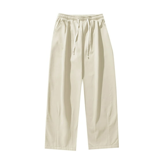 Mlzmgr Mens Pants Winter Fleece Lined Comfy Loose Pants Vintage Fashion Solid Color Outdoor Trousers