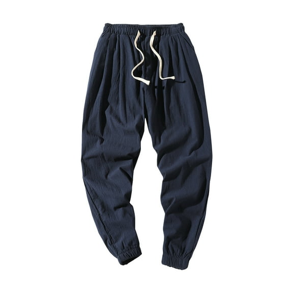 Mlzmgr Mens Plus Size Pants Elastic Waist Baggy Lounge Pants Lightweight Casual Trousers with Pockets