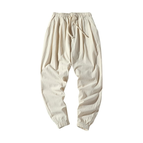 Mlzmgr Mens Plus Size Pants Elastic Waist Baggy Lounge Pants Lightweight Casual Trousers with Pockets