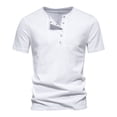 thumbnail image 1 of Mlzmgr Mens Plus Size Tops Notched V Neck Short Sleeve Solid Color Casual Comfy Tee Tops Summer Fashion, 1 of 9