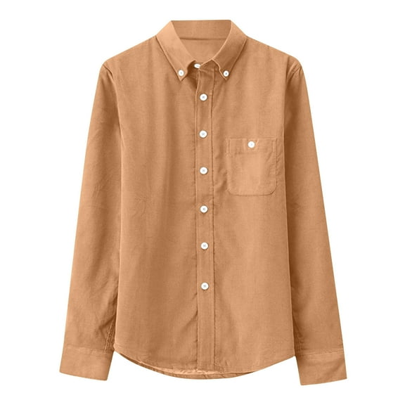 Mlzmgr Mens Shirts Button down Corduroy Long Sleeve Shirts for Men Solid Color Business Casual Tops