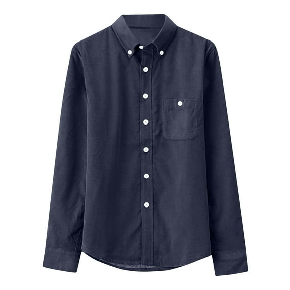 Mlzmgr Mens Shirts Button down Corduroy Long Sleeve Shirts for Men Solid Color Business Casual Tops