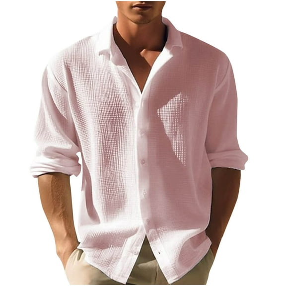 Mlzmgr Mens Shirts Long Sleeve Button down Tie Neck Shirts Loose Fitted Summer Casual Loungewear Shirts