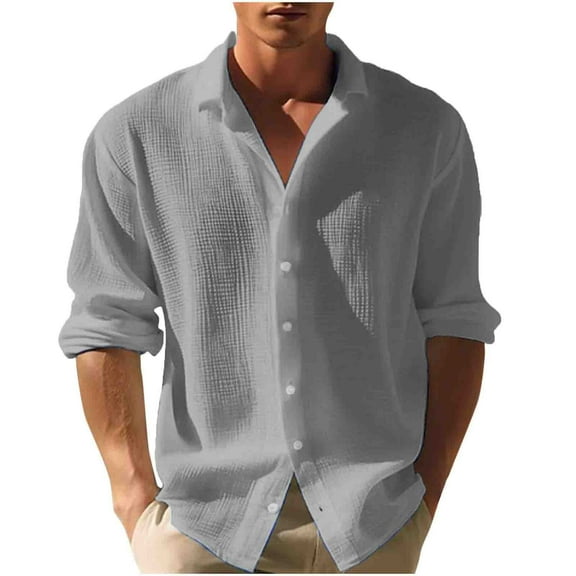 Mlzmgr Mens Shirts Long Sleeve Button down Tie Neck Shirts Loose Fitted Summer Casual Loungewear Shirts